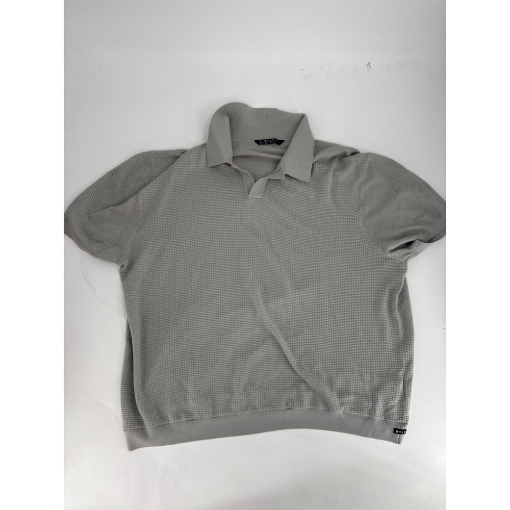 BYLT Premium Basics Mens 3XL Grey Textured Waffle Knit Short Sleeve Polo Shirt